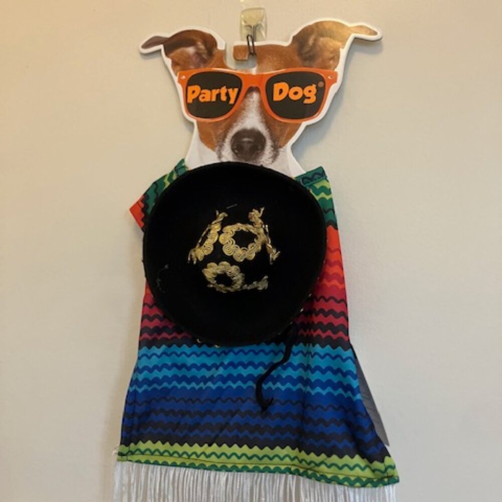 NWT Party Dog Poncho and Sombrero Pet Costume